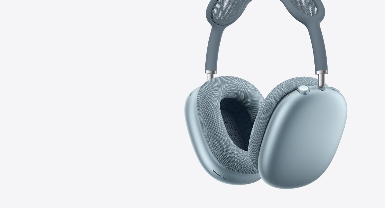 Blue AirPods Max 2 showing the ear cushions and Digital Crown.