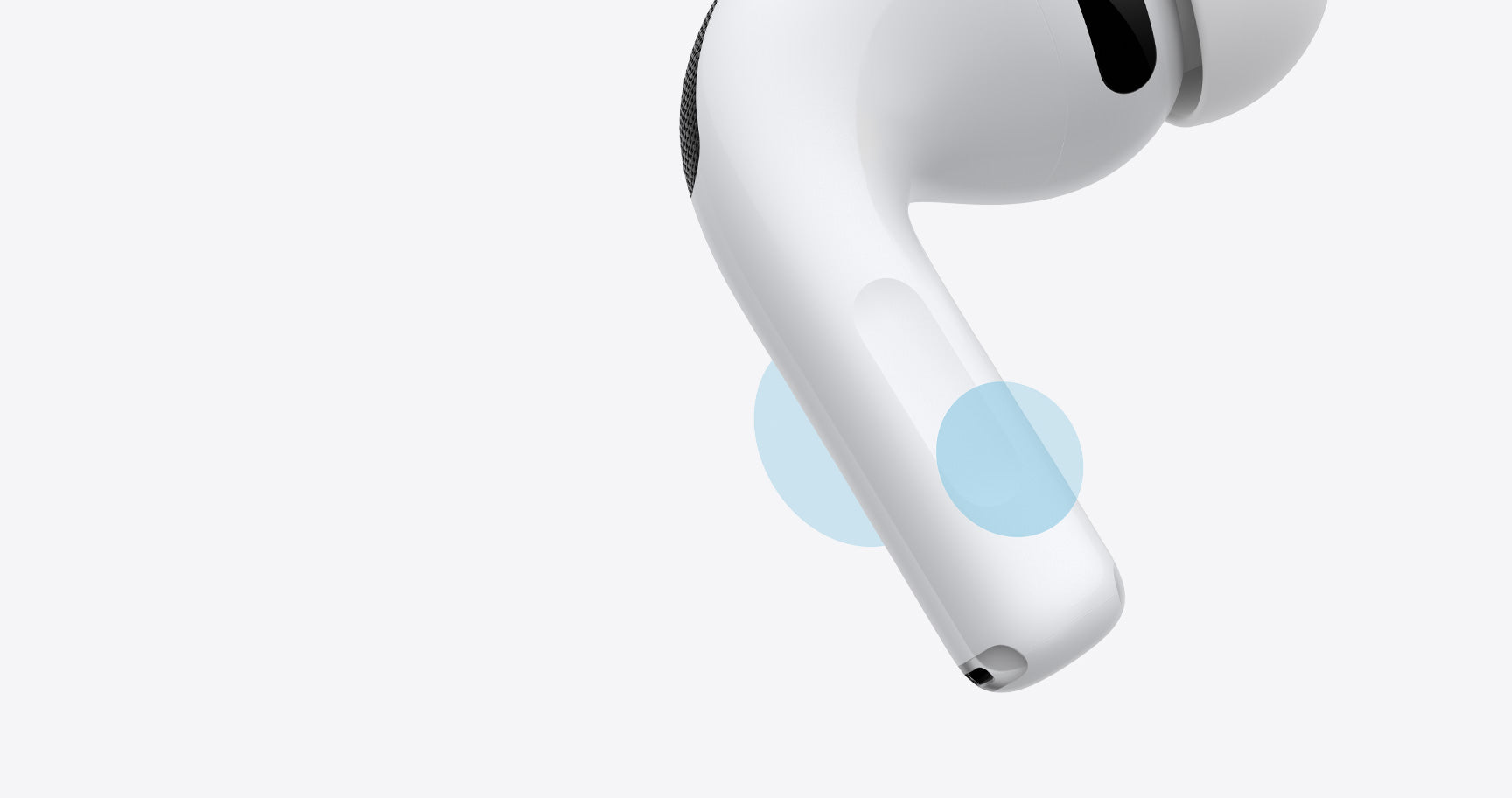 AirPods Pro 3, wireless headphone, white color, short stem, touch controls, animation