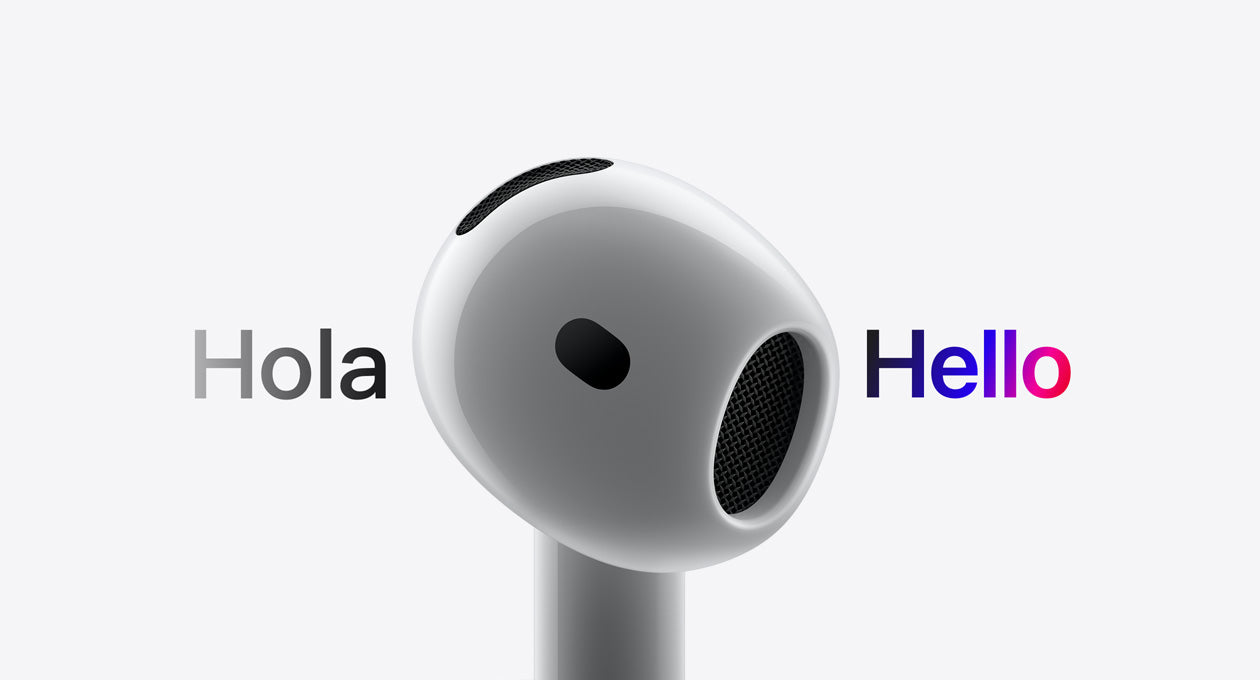 Image of AirPods translating language.